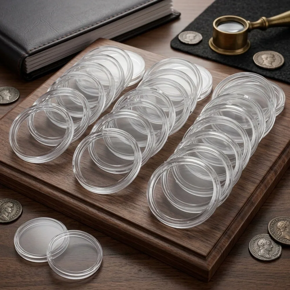 Container Coin capsules 24mm Accessories Holder Round Storage Transparent Collection Protection Practical Useful