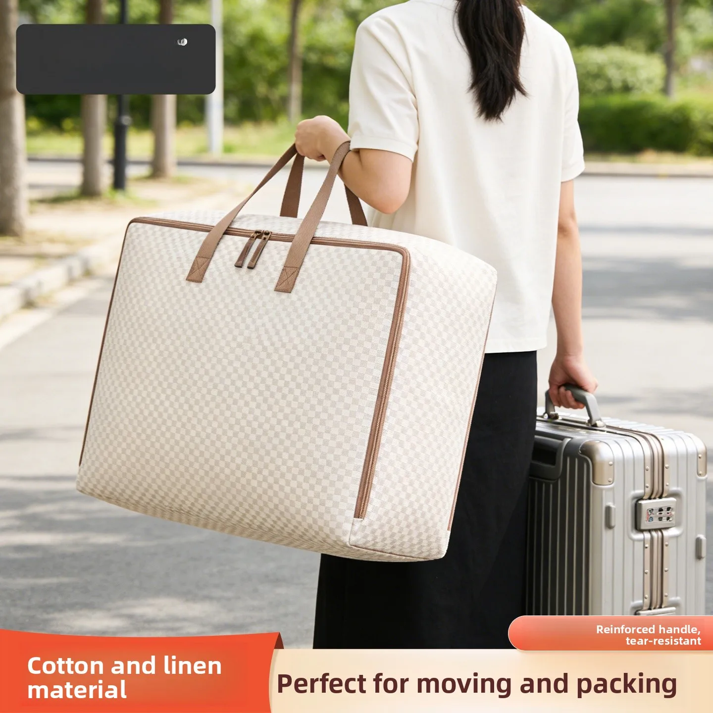 

New Cotton Linen Moving Lage Bag Quilt Storage Dustproof Bag Large Capaci Thiened Reinforced Handle Moisture Proof Wea...