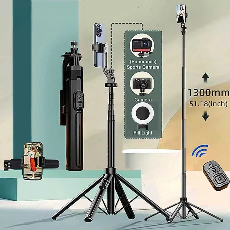 K27 Bluetooth Selfie Stick Tripod 360° Selfie Stick with Bluetooth Remote Portables Foldable Stand for Phone Vlog Shooting