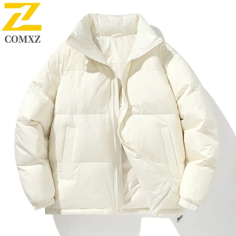 سترة مبطنة بسيطة من COMXZ بياقة واقفة بلون سادة سترة مبطنة للتخييم كورية دافئة وخفيفة الوزن للثلج وحشوة شتوية للرجال