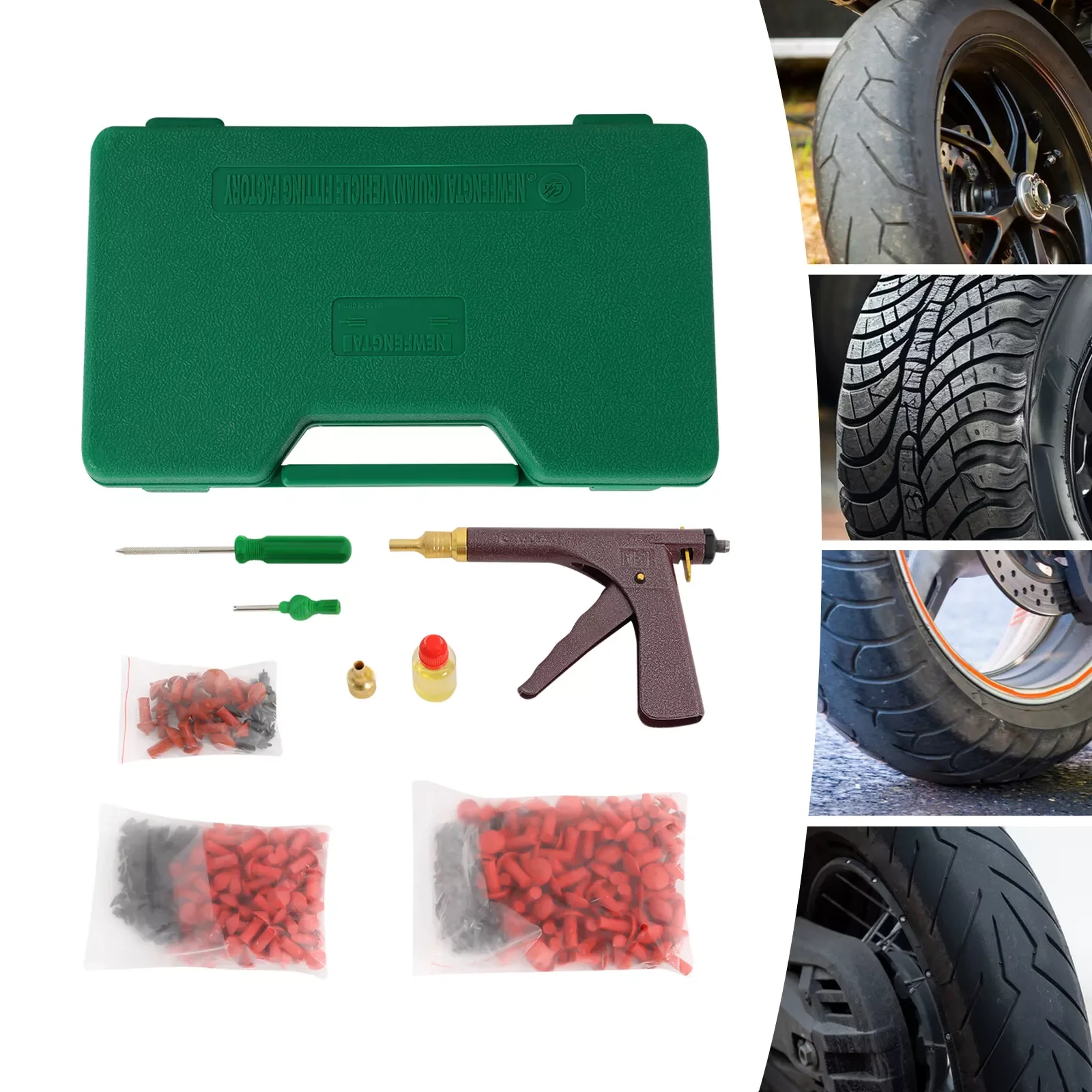 

Tire Plugger Tubeless Tire Wheel Repair Gun Kit Mushroom Plug Probe Nozzle Tubeless Tire Puncture Repair Tool Durable