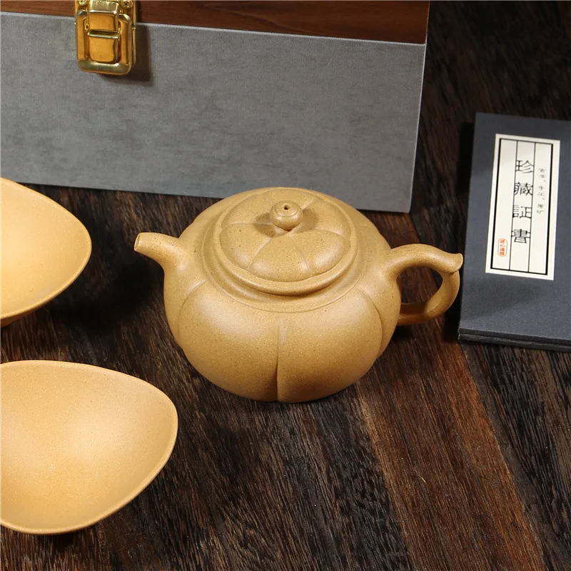 Yixing handmade teapot section mud meditation 1 pot 4 cup teapot Kung Fu tea set