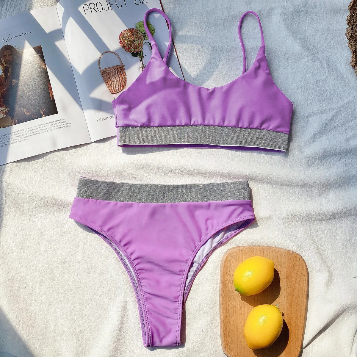 3 Colors Sexy Bikini Women Push Up Swimwear Swimsuit High Waist Shining Patchwork Solid Bikinis Set Bathing Suit Banadores Mujer