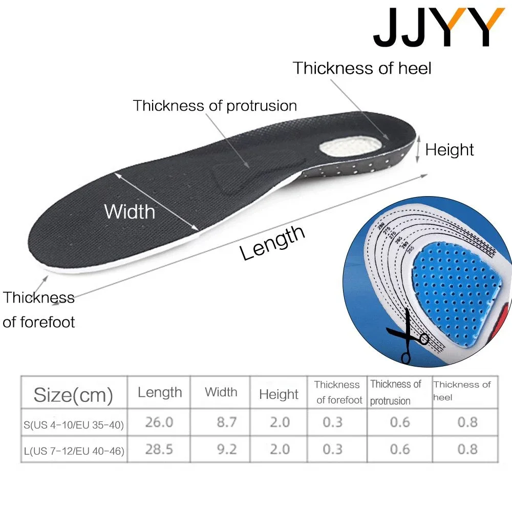 Adjustable Gel Insoles for Men Women Shock Absorbing Arch Support Heel Protection Pain Relief Comfort Running Hiking Shoes