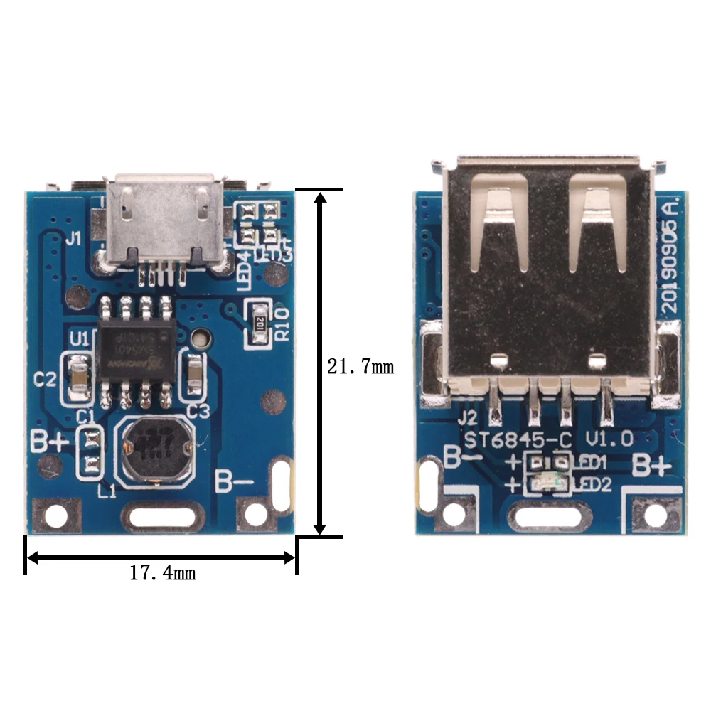 Type-C / Micro USB 5V 1A 2A Boost Converter Lithium Battery Step-Up Power Module Mobile Power Bank With Protection LED Indicator