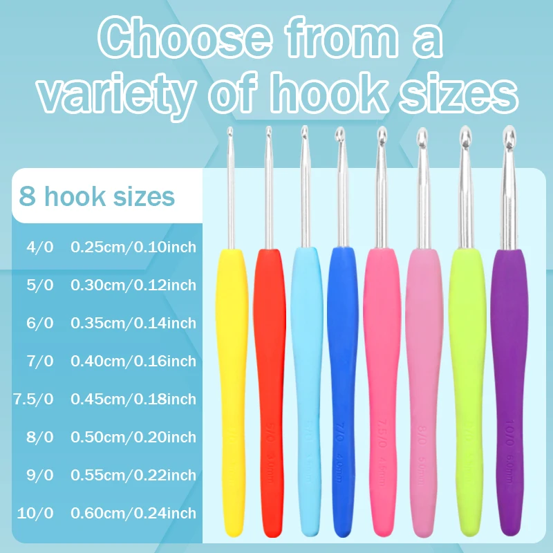 طقم خطاف كروشيه بلون الحلوى مكون من 8 قطع/مجموعة، إبر حياكة لطيفة ومتينة، مثالية لسترة منسوجة يدوية الصنع ومشروع فني إبداعي #2