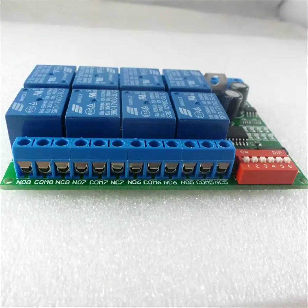 RS485 8-Channel 12V Relay Module - Modbus RTU Protocol Serial Remote Control Switch / PLC Control Board