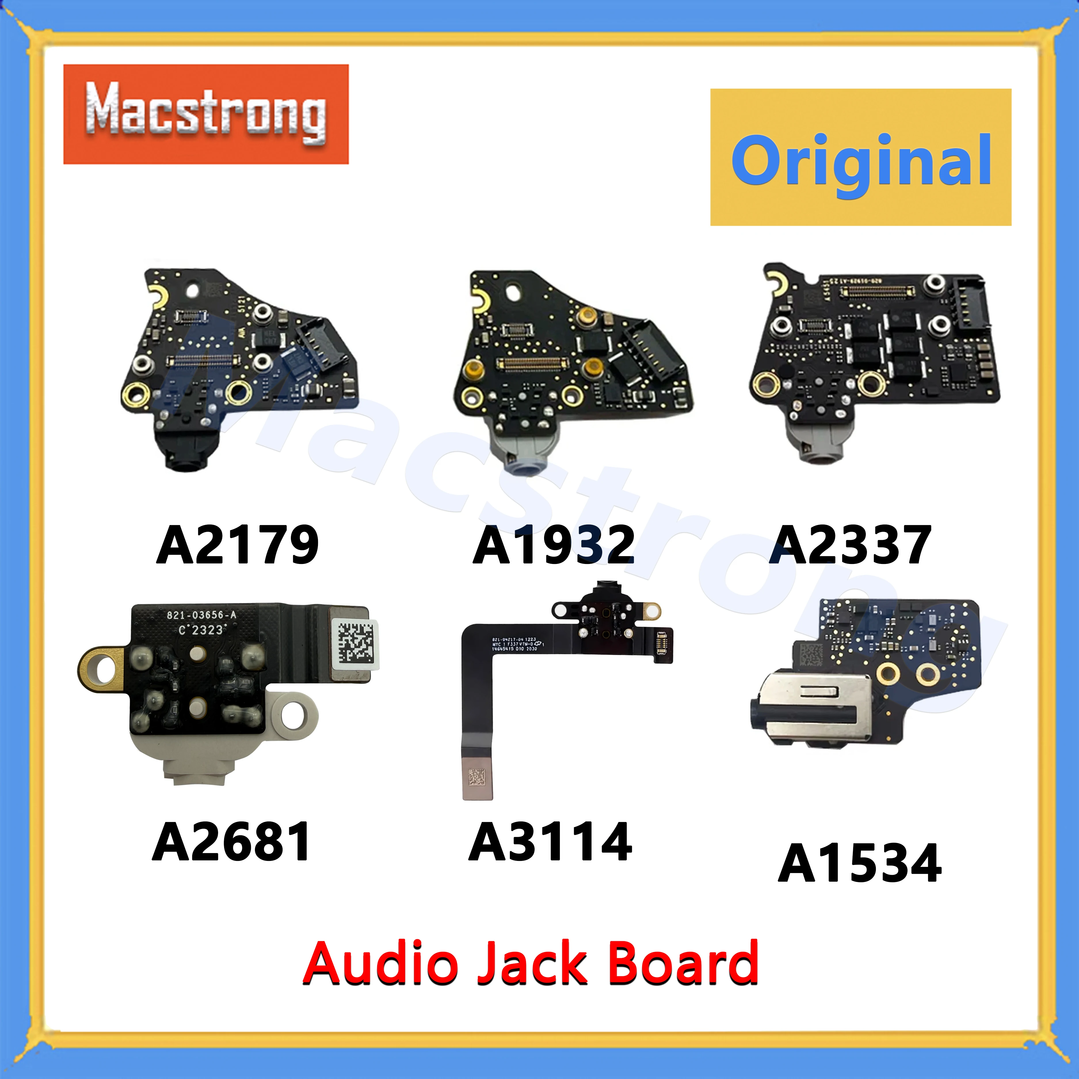 Original Audio Jack Board for Macbook Air A1534 A2337 A2179 A1932 A2681 A2941 A3113 A3114 A3240 A3241 Headphone Audio Jack Board