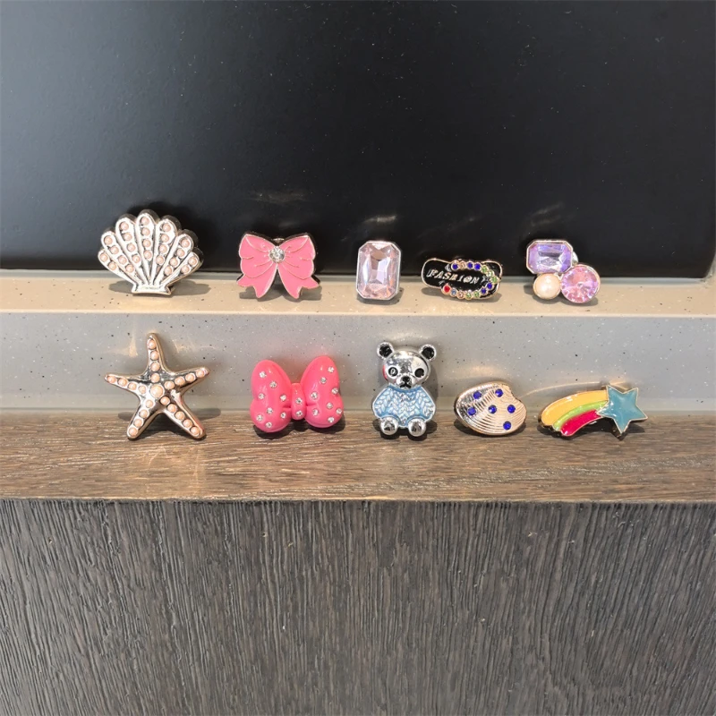 New Pink Series Jibbitz Charms For Clogs Rainbow, Shell, Starfish DIY Hole Shoes Detachable Buckle Garden Shoes Xmas Party Gifts