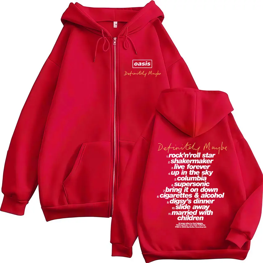 O-Oasis Live 25 Tour Merch Zip Up Hoodie Men Women Hip-hop punk