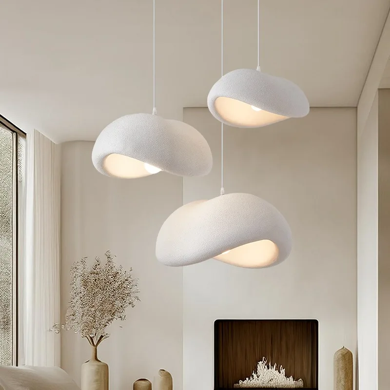 

Japanese restaurant pendant light with three heads design living room light Nordic cream style study bedroom pendant light