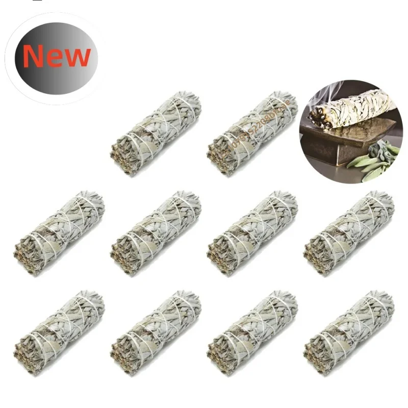 1-10pcs Incense White Sage Bundle Smudge Sticks Pure Leaf Purification Aromatherapy Home Purification Portable Cleansing Bundle