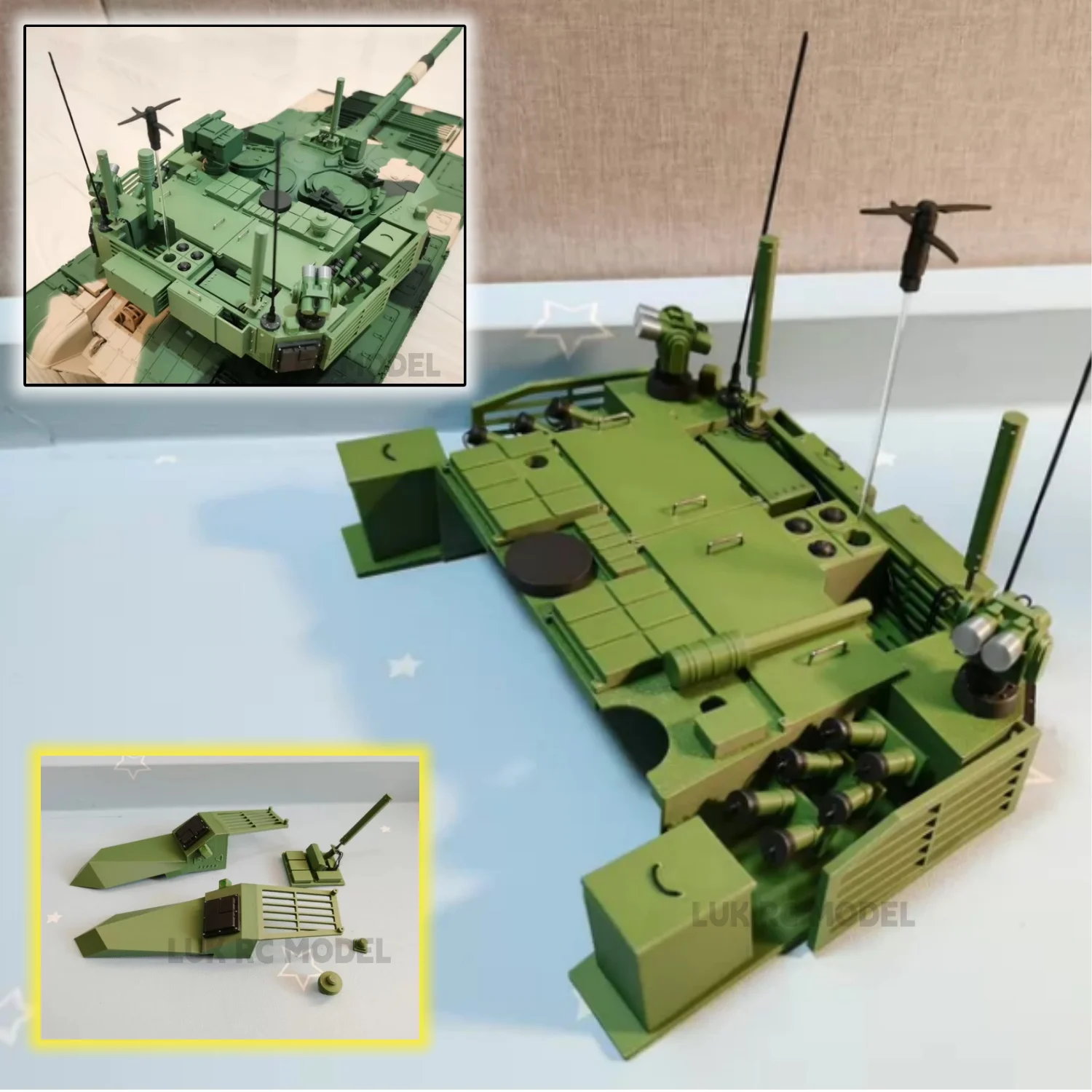 VT4 Turret Stern Toolbox Launchers for 1/16 RC Tank 99A Plastic 3D Printed VT4-a1 Military DIY Parts Toys Modification Upgraded