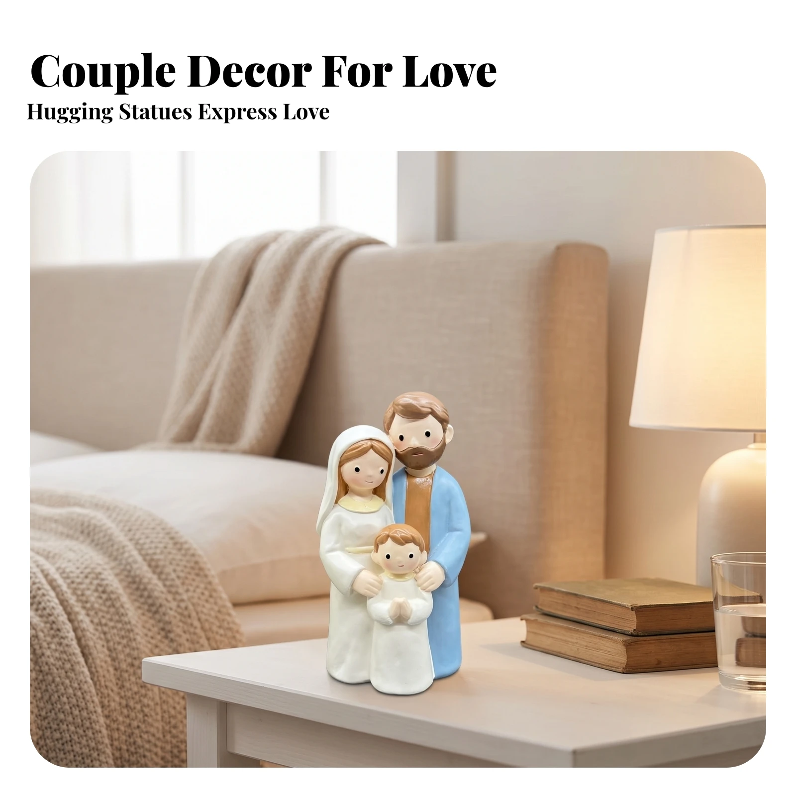 Mary Joseph Baby Jesus Figurine Glossy Finish Holy Family Figurine Resin Nativity Sculpture Western-Style