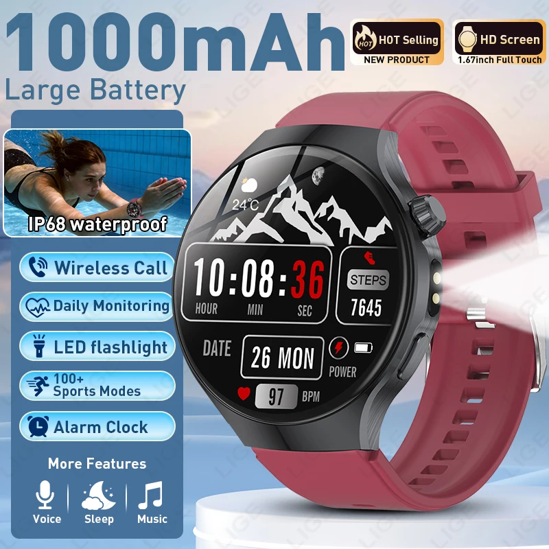 Men's LIGE Military Smart Watch with LED Flashlight