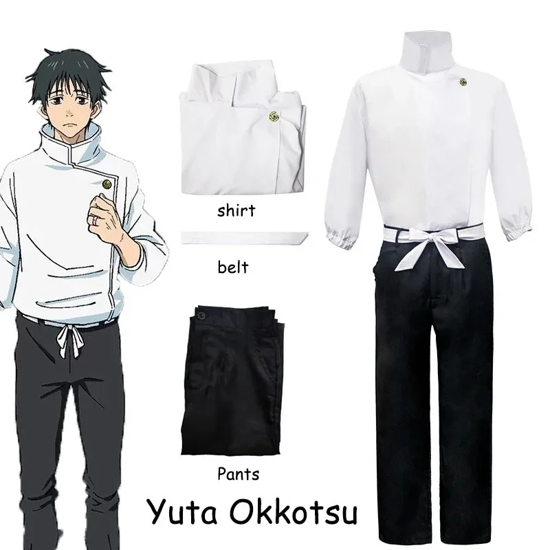 Anime Jujutsu Kaisen Yuta Okkotsu Costume Cosplay uomo donna uniformi per feste di Halloween top + pantaloni + cintura