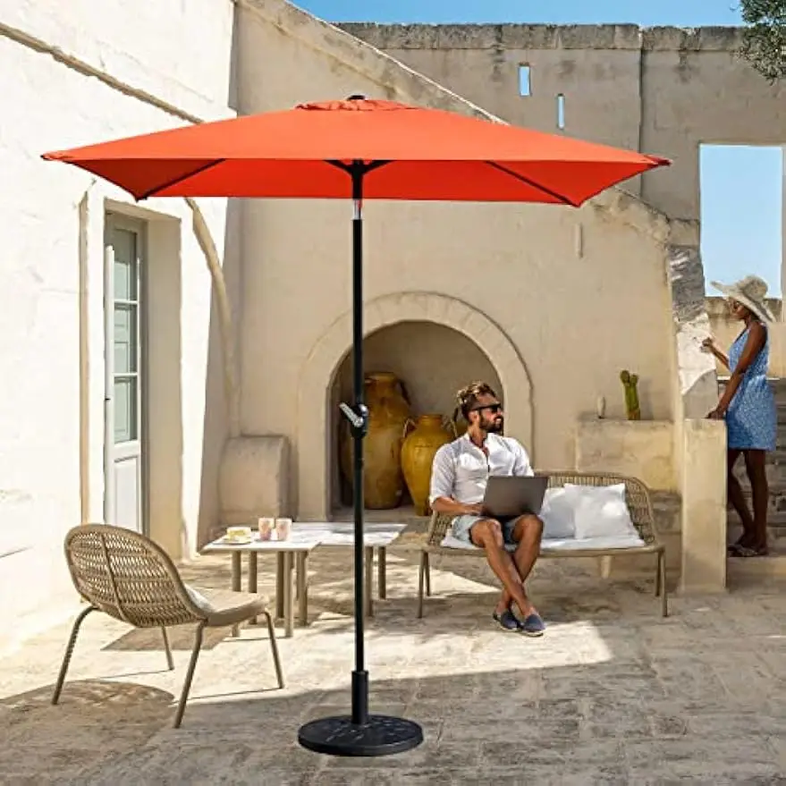 Furniture 6.5 Ft Square Market/Patio Umbrella with Tilt and Crank, perfect for Garden, Lawn,Deck,Backyard and Pool （Orange