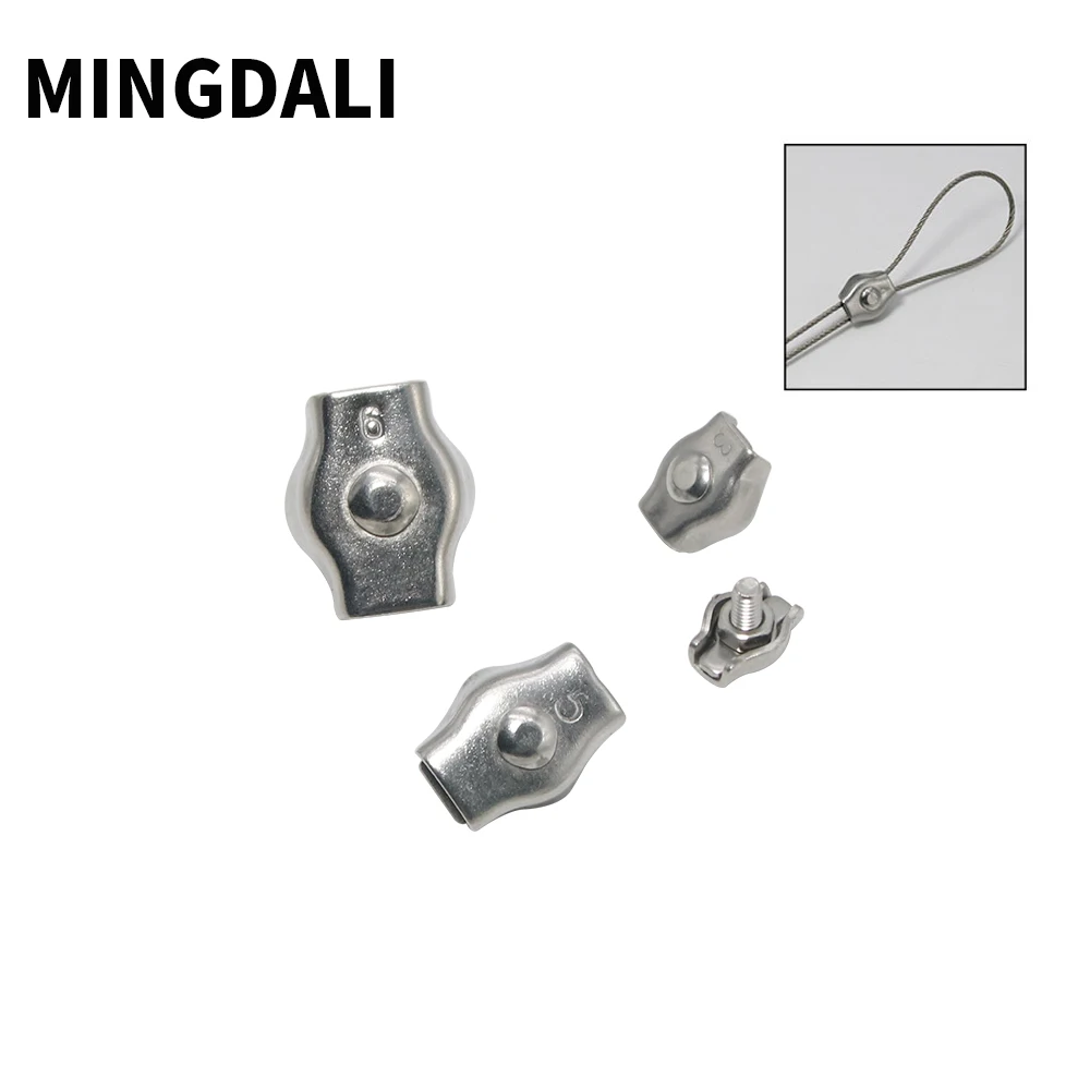 

5-100pcs304 Stainless Steel Wire Rope Single Clevis Fixed Cable Connector Cable Locker Used For 2/3/4/5/6/8mm Wire Fasteners