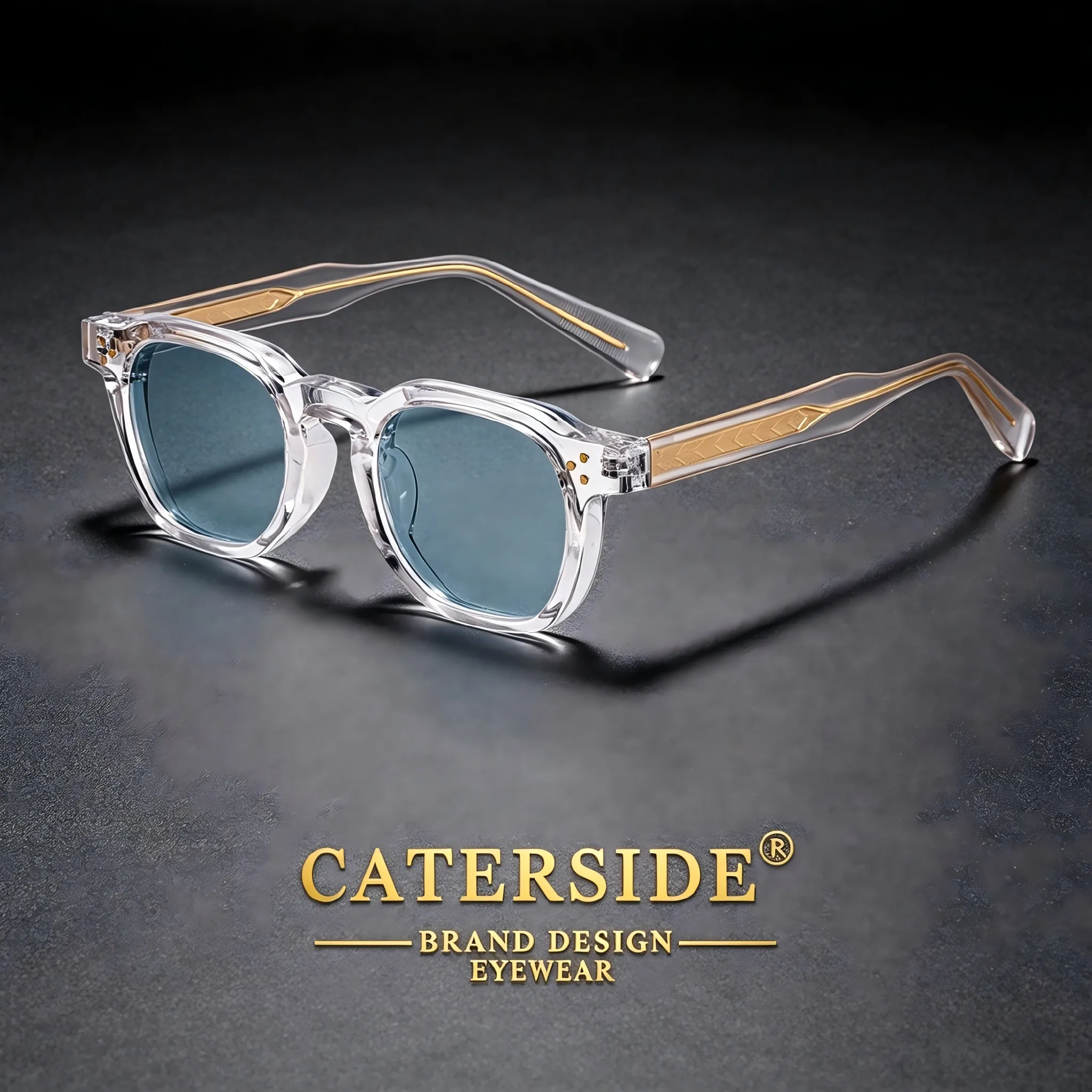 CATERSIDE Nouvelles Lunettes de Soleil Carrées Tendance pour Hommes, Design Personnalisé des Branches, Lunettes de Soleil pour Femmes, Idéales pour Voyage, Fête, Festival, Cadeau