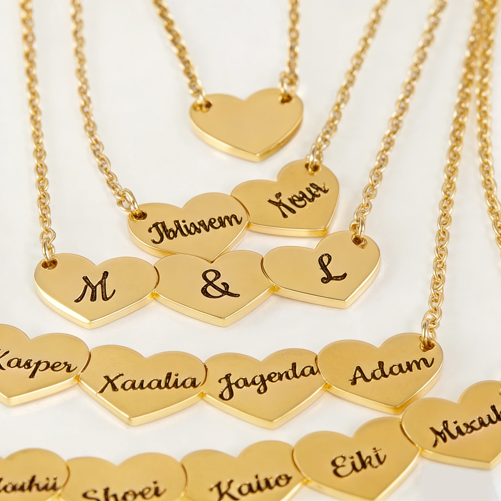 

Personalized Engraved Side Heart Pendant Necklace, Custom Name Engraved Stainless Steel Heart Jewelry, Perfect Gift for Women
