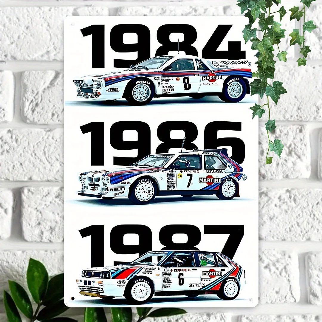 20 x 30 cm großes Vintage-Auto-Rallye-Aluminiumschild-Set, Martini Racing Livery Artwork, langlebige Wanddekoration aus Metall f