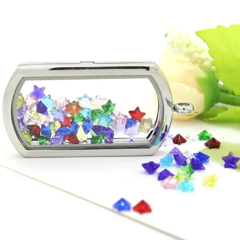 240pc/lot 4mm 5mm Star Heart Birthstone Floating Locket Charm Glass Beads Fit For Memory Locket Pendant Charms Jewelry Making