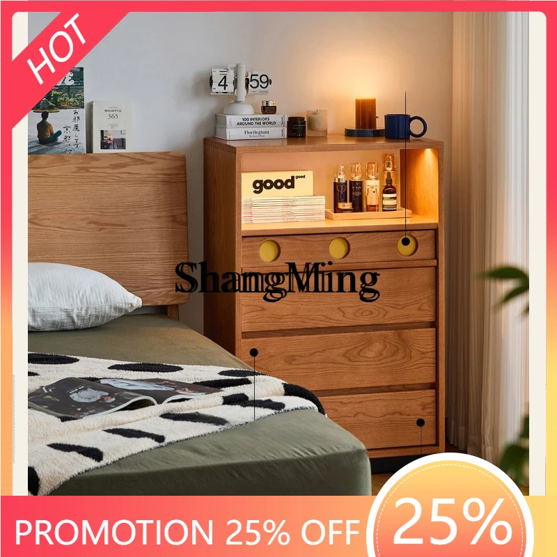 

SM wood retro small apartment bedroom living room solid wood locker multi-functional storage cabinet