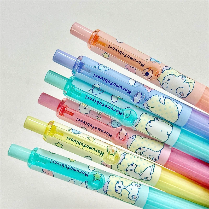 Sanrio Kawaii Marumofubiyori Cartoon Gel Pen Ball Pen Black 0.5Mm Gel Ink Pen Toys Student Cute Children Birthday Gift For Girls