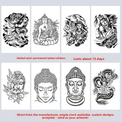 Japanese Traditional Tattoo Sticker Waterproof Long Lasting Large Arm Full Sleeve Art Pattern