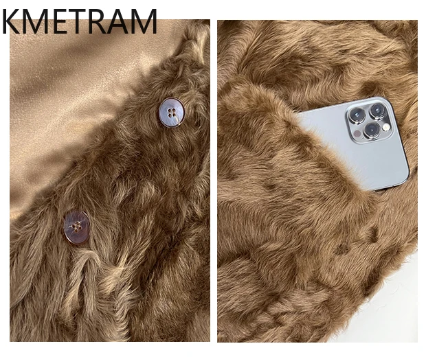 Damska kurtka z prawdziwej wełny owczej, dwustronna, luksusowa, czerwona płomieniowa, żółta, zimowa odzież damska 2025 abrigos