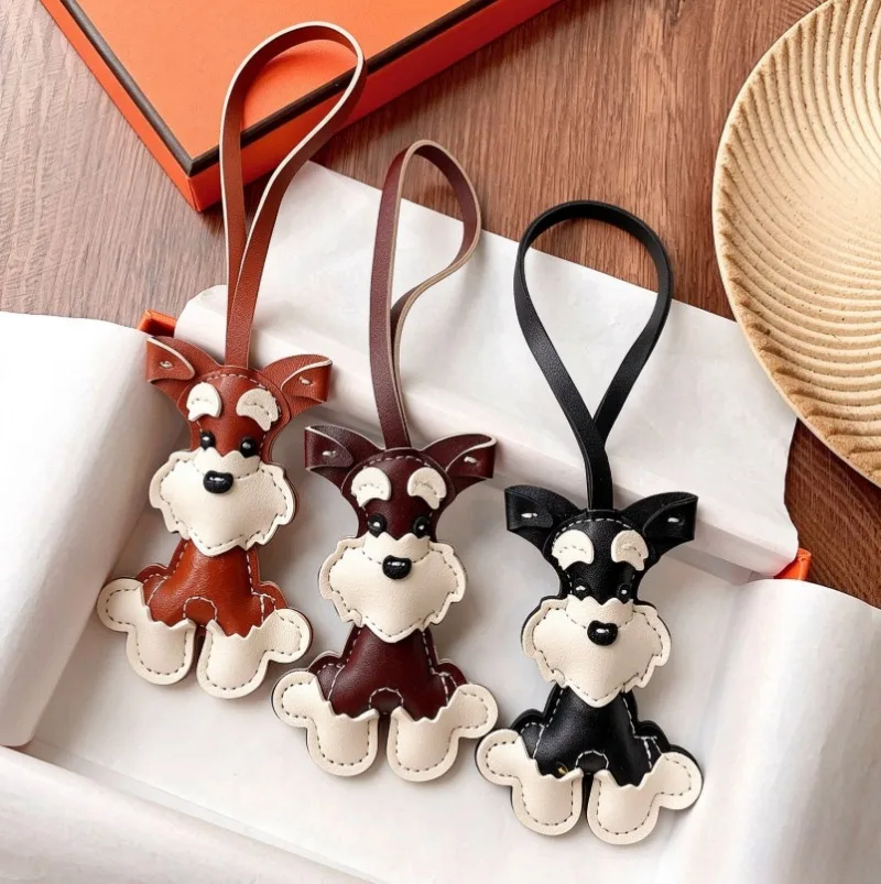 Schnauzer hand-sewn car key pendant book bag pendant dog cute custom couple gift men and women