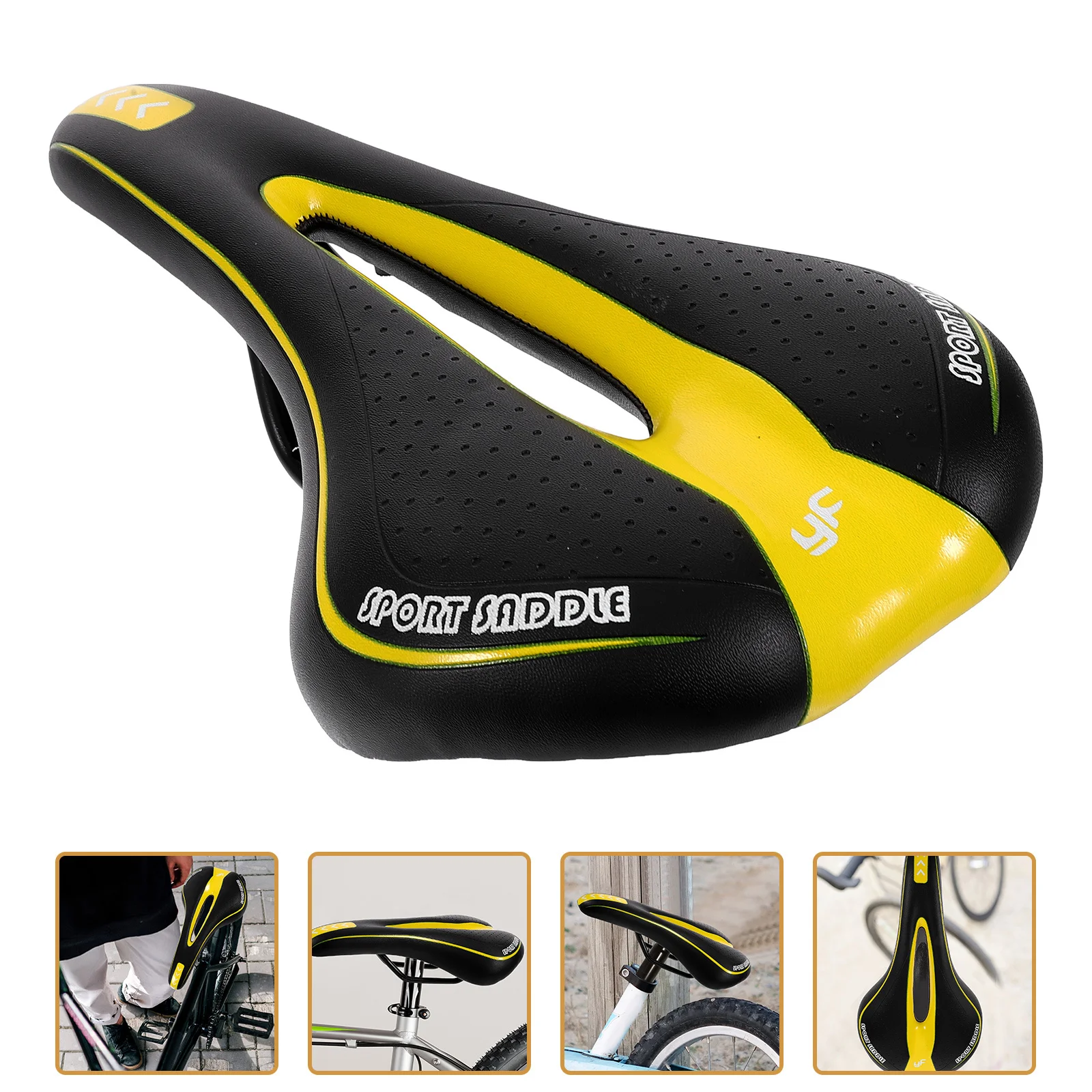 

Bike Saddle Mountain Bike Seat Professional Road Comfort Cushion Pad Black Yellow Lightweight Shockproof Cool Cycling Seat