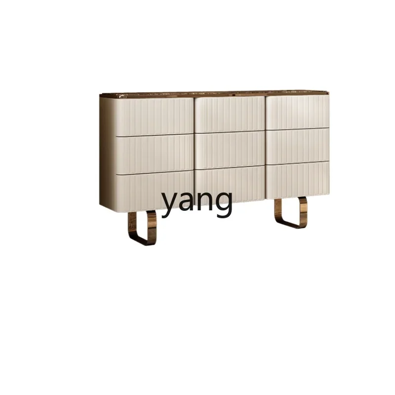 Yjq Minimalist Marble Nine-Drawer Cabinet Bedroom Tailstock Storage Light Luxury Solid Wood Bucket Sideboard Cabinet