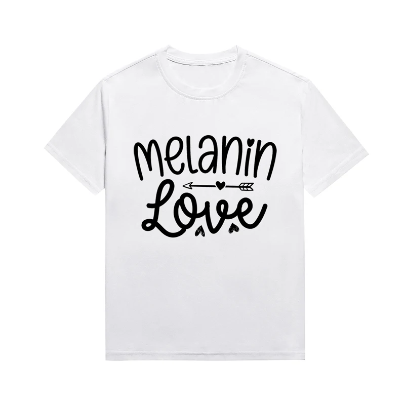 

Melanin Love Slogan Tee Fun Printing Female Clothing Short Sleeve Cotton Top Custom T Shirt Drop Shipping