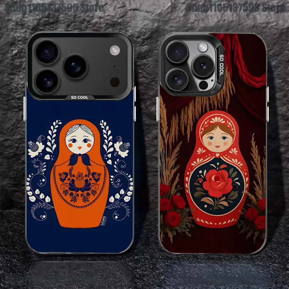 

Чехол для телефона с матрешкой Russian Dolls для iPhone 17,16,15,14,13,12,11,Pro,XS,Max,Plus,Mini,SE4,E, черный матовый противоударный чехол