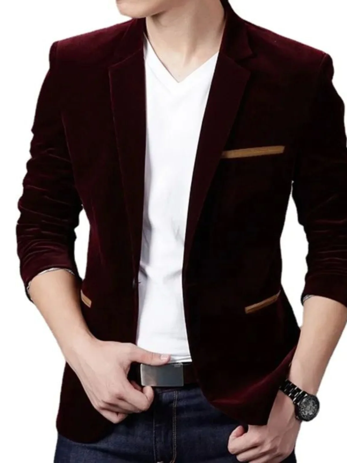 

Мужской вельветовый пиджак: смарт-кэжуал, приталенный крой, длинный рукав, однобортный, однотонный, для делового и повседневного стиля