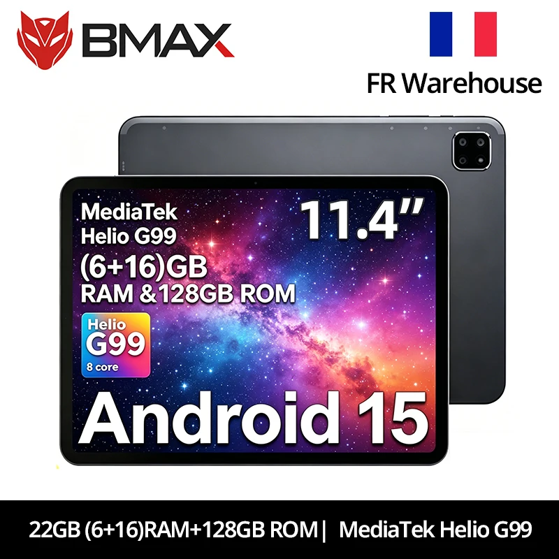 BMAX I12 Power Tablet 11,4″ 2,4K IPS 90Hz scherm MediaTek Helio G99 8-core 22 (6GB+16GB) RAM 128GB ROM 8000mAh Type-C Android 15 Tablets 4G LTE GPS WiFi ondersteuning Dual SIM