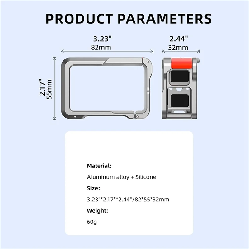 قفص AA60 سريع الإصدار لكاميرا OSMO ACTION 5PRO/4/3 Gopro قابل للطي مع إطار حماية كامل للحذاء البارد