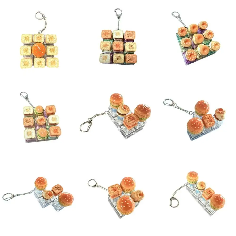 Cute Glow Design Decompression Button Simulation Keyboard Transparent Dual-Tone Mini Keyboard Pendant Luminous Burger Sandwich view 4
