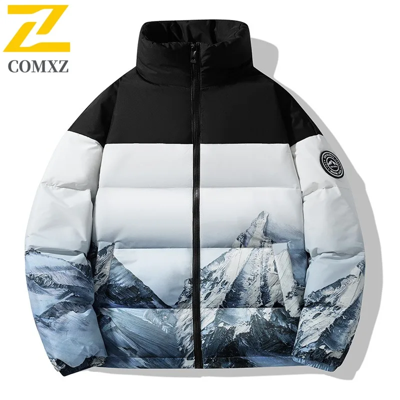

COMXZ теплый короткий пуховик, высококачественная удобная лыжная куртка-пуховик, уличная минималистичная зимняя куртка 2025 года, мужская одежда