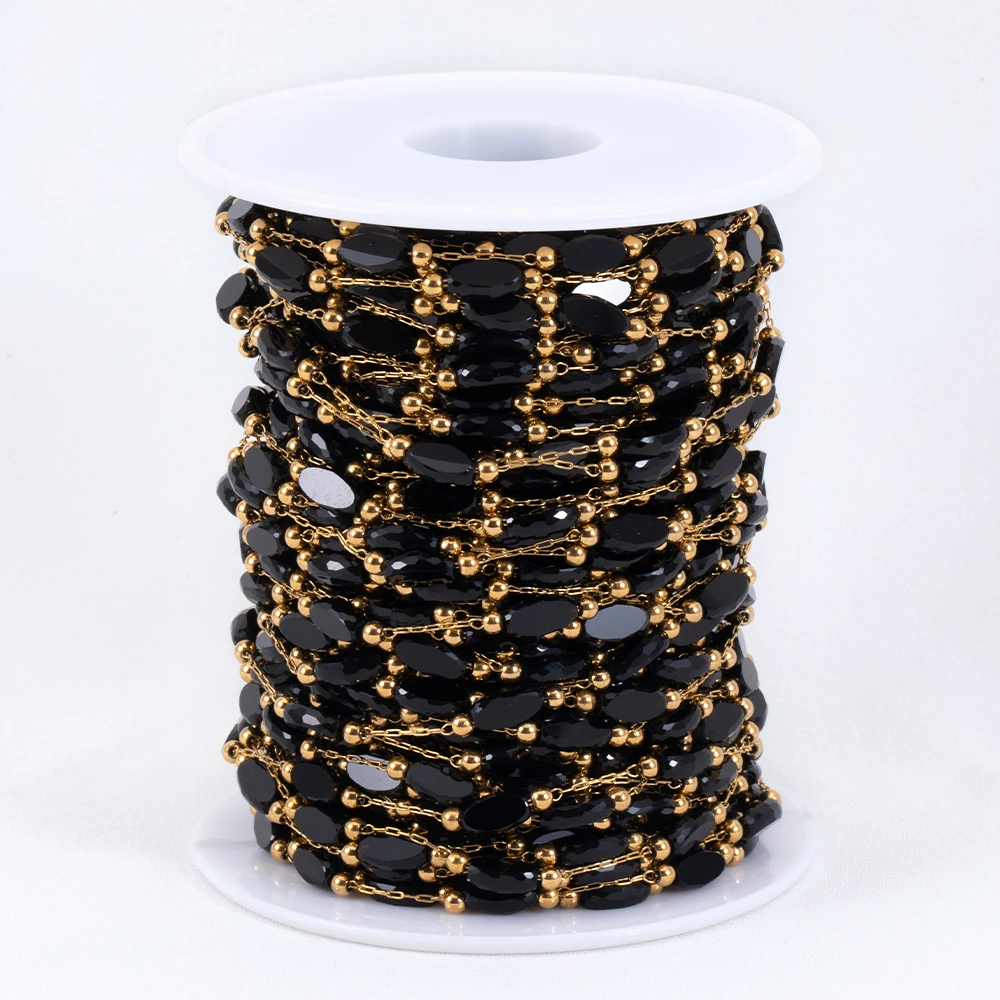 

0.5/1/2M 304 Stainless Steel Colorful Zirconia Hand-Linked Chain Electroplated For DIY Bracelet Necklace Jewelry Supply Material