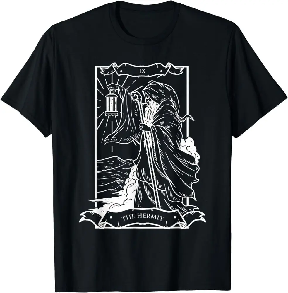 Vintage Tarot Card The Hermit IX Occult T-Shirt Graphic T-shirts For Men Clothing Women Short Sleeve Tees Y2K Tops New Arrival