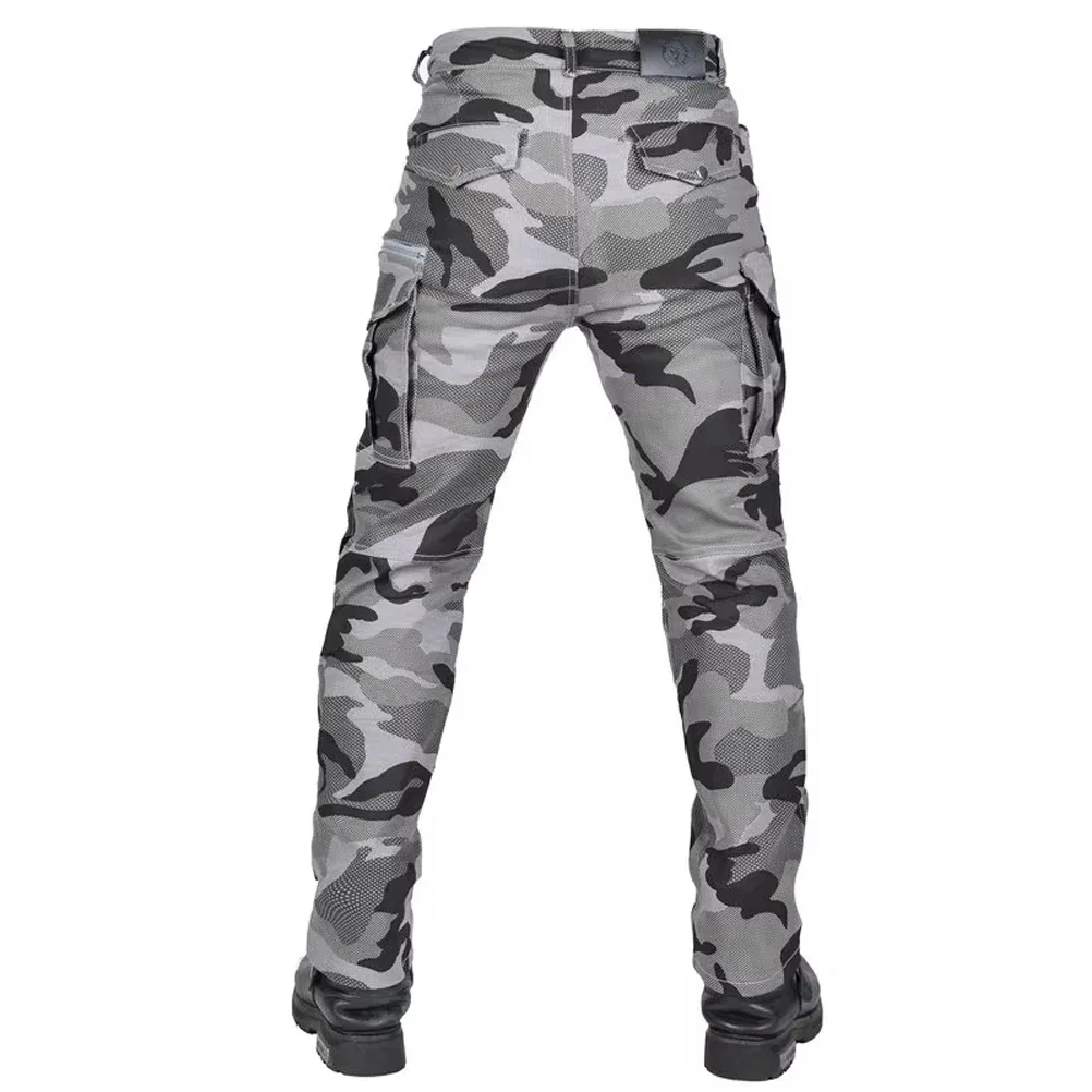 Men Motorcycle Riding Protective Pants with 4 X CE Armor Pads Loose Camouflage Multi-Pocket Cargo Pant Motocross Racing Trousers