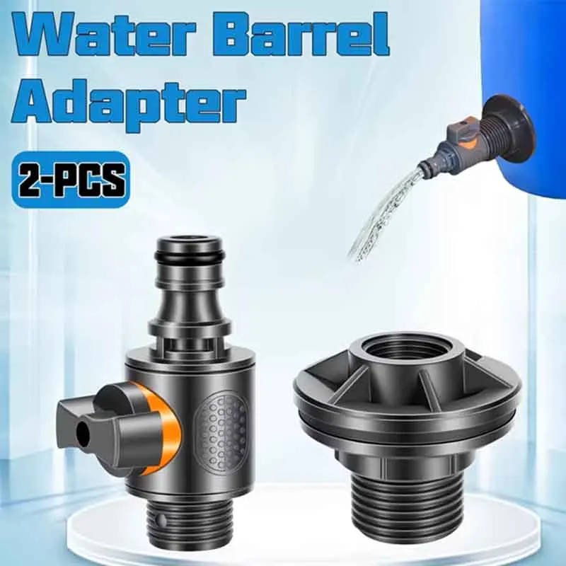 2Pcs IBC Water Tank Adapter with Shut Off Valve, Garden Hose Quick Connect Water Barrel Tap Connector for Rainwater Container