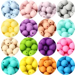 20pcs Baby 15mm Silicone Beads Round Teether Teething Toy Beads Making Pacifier Clips Nipple Holder Food Grade Silicone BPA Free