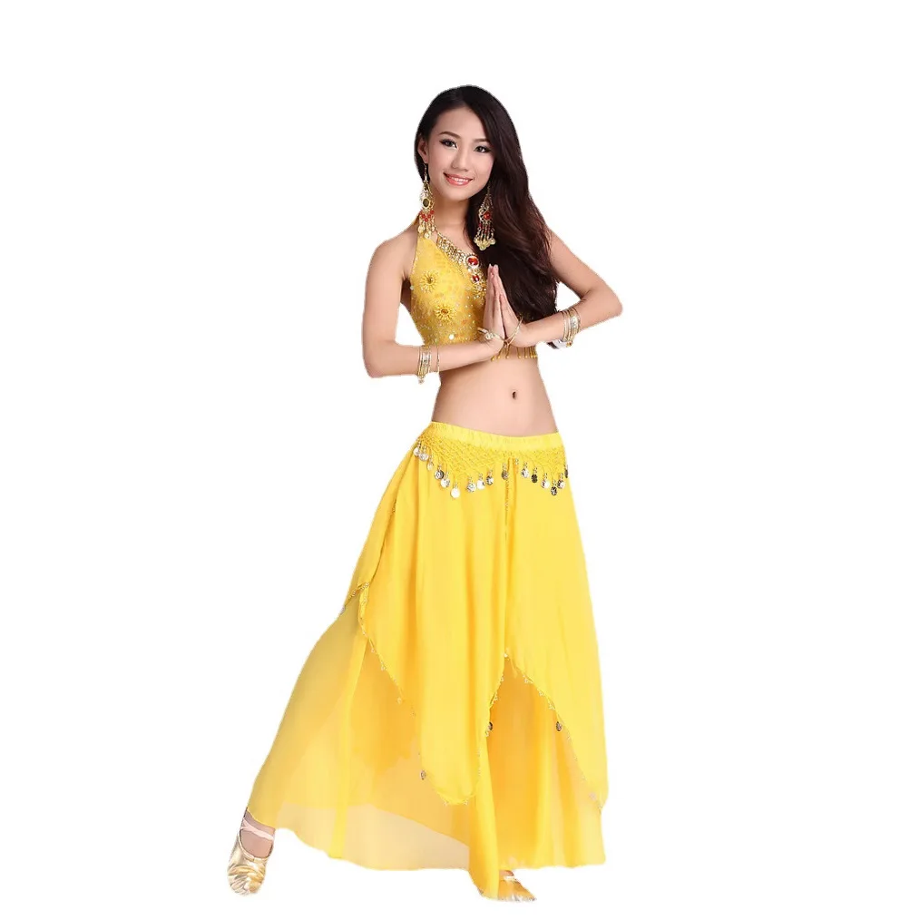 Buikdans Chiffon Rok Met Munten Prestaties Rokken Swing Rok voor Volwassen Vrouwen Danser Praktijk Dans Outfits Dans Rekwisieten