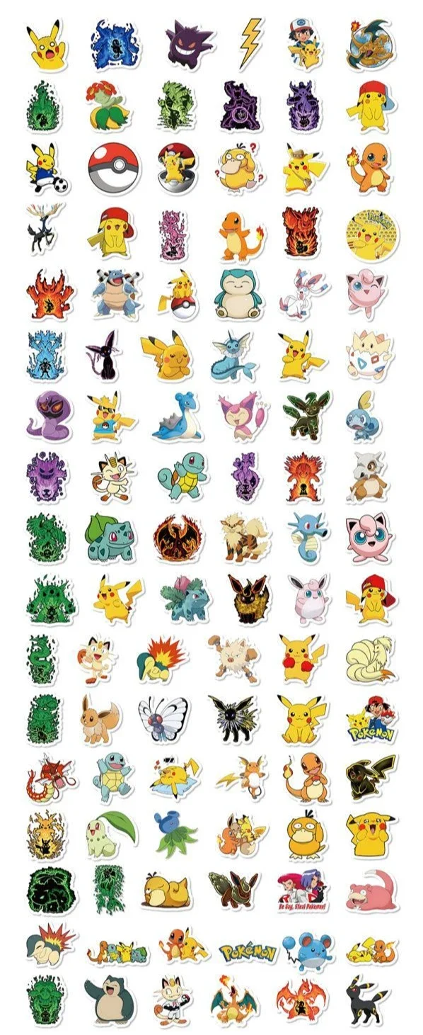 100 Stück Kawaii Anime Pokemon Aufkleber Niedliche Pikachu Eevee Cartoon-Sticker für Laptop Scrapbook Handy Klassische Kinder-Aufkleber Spielzeug – Detail 3