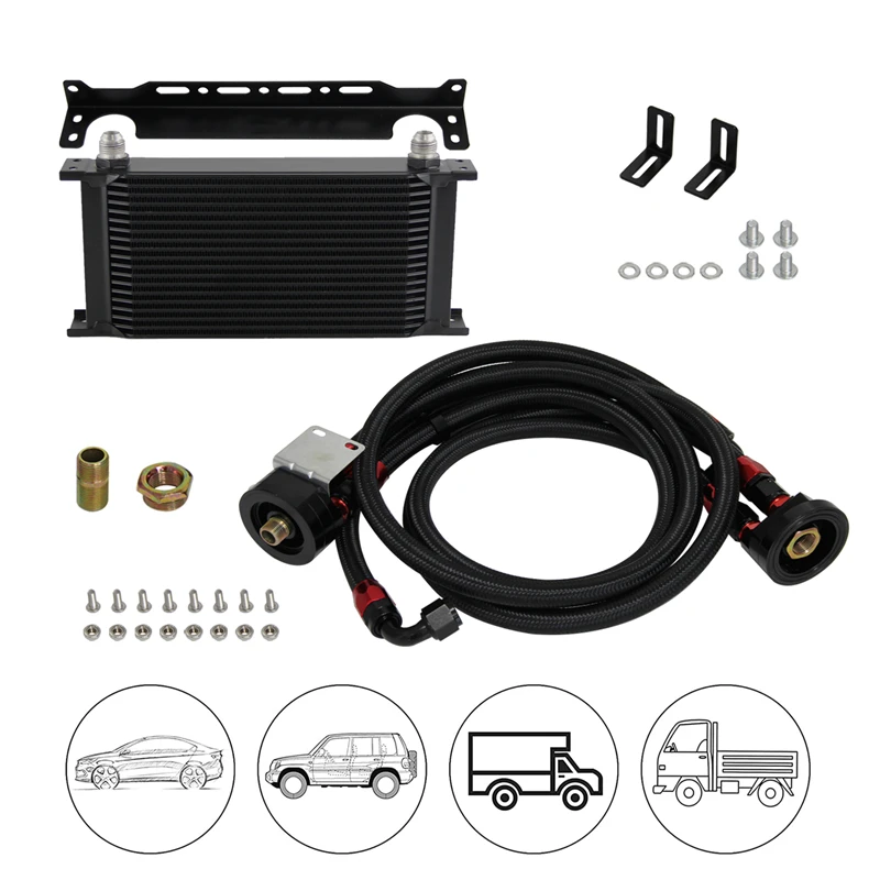19 ROW AN-10AN UNIVERSAL ENGINE TRANSMISSION OIL COOLER BK+FILTER RELOCATION KIT