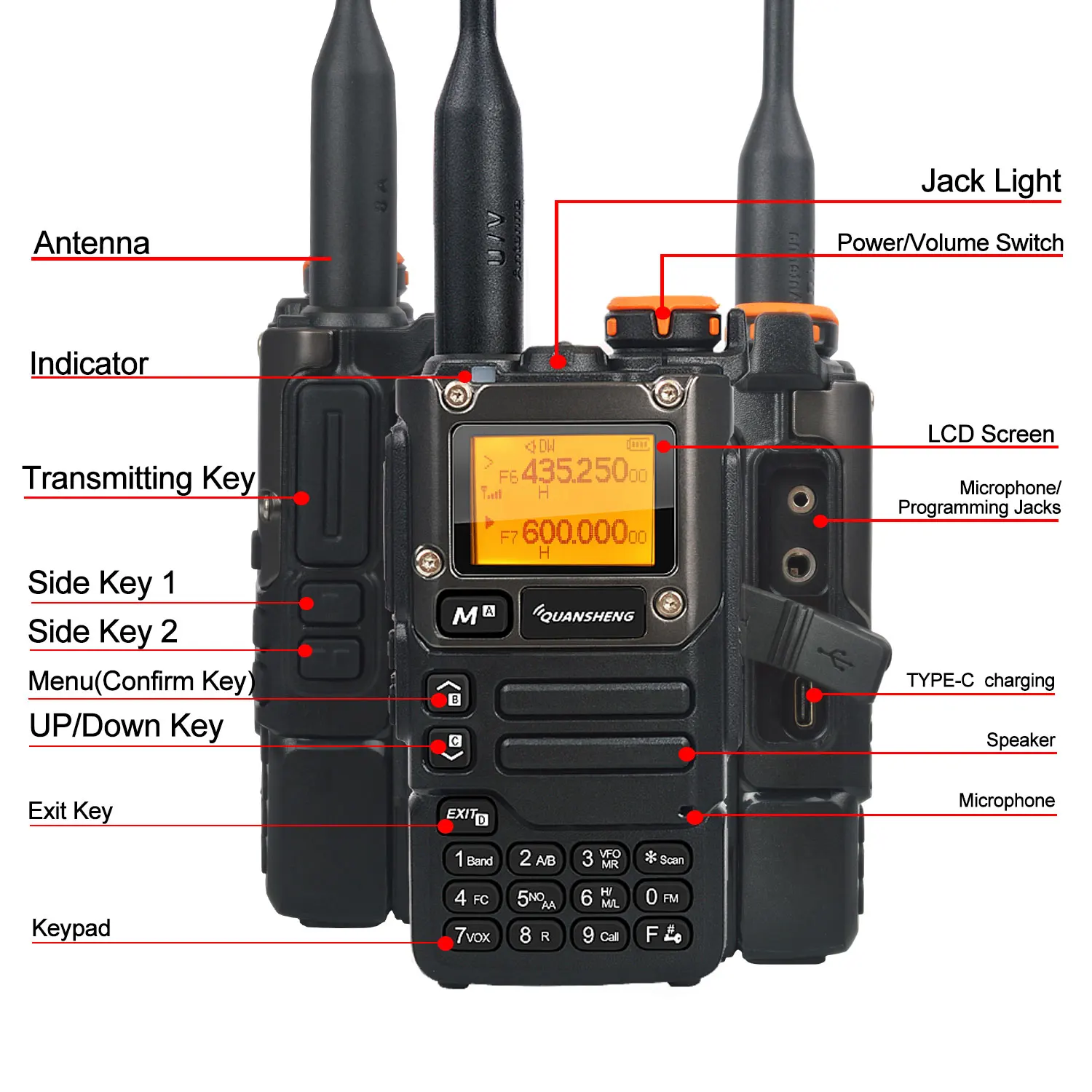 Imagem -05 - Quansheng-air Band Walkie Talkie Rádio Dtmf 50600mhz hf rx Uv-k58 136-600mhz Uhf Vhf tx fm Scrambler Noaa Frequência Scan Copiar