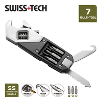 SWISS TECH Folding Adjustable Wrenches Portable EDC Multitools Replaceable Multi-purpose Screwdriver Kit Pocket Repair Tool Sets